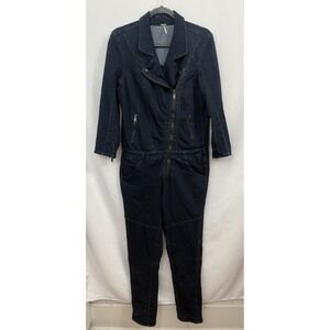 Free People Denim Utility Jumpsuit Coveralls Womens Size 8 Dark‎ Wash